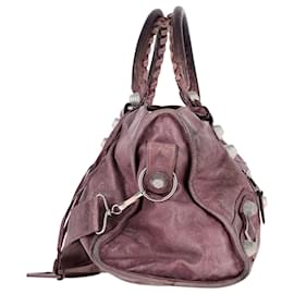 Balenciaga-Balenciaga Giant City Studs Bag in Purple Leather-Purple