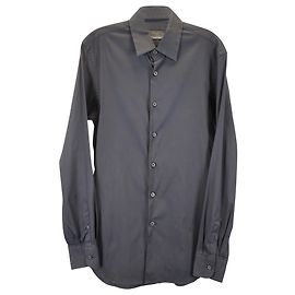 Camisa con botones Prada en algodón negro Negro