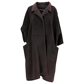 Rochas-Rochas Mid-Length Coat in Brown Angora Wool-Brown