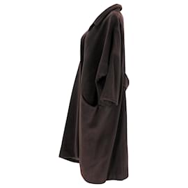 Rochas-Rochas Mid-Length Coat in Brown Angora Wool-Brown