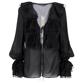 Camicetta con volant Roberto Cavalli in cotone nero Nero