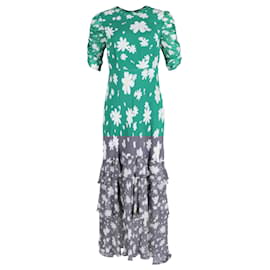Autre Marque-Rixo Floral Layered Maxi Dress in Green Viscose-Green