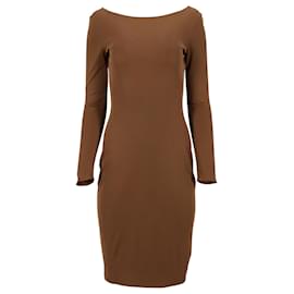 Ralph Lauren-Ralph Lauren Collection Long Sleeve Dress in Brown Cotton-Brown