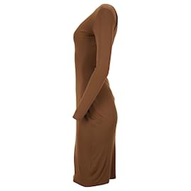 Ralph Lauren-Ralph Lauren Collection Long Sleeve Dress in Brown Cotton-Brown