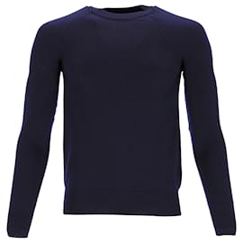 Saint Laurent-Pull Col Rond Saint Laurent en Laine Bleu Marine-Bleu,Bleu Marine