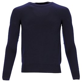Saint Laurent Rundhalspullover aus marineblauer Wolle Blau Marineblau