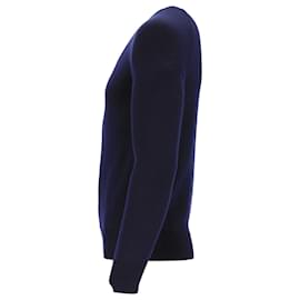 Saint Laurent-Pull Col Rond Saint Laurent en Laine Bleu Marine-Bleu,Bleu Marine