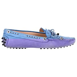 Tod's-Tod's Gommino Loafers in Light Blue Suede-Blue,Light blue