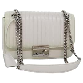 Prada-PRADA Chain Shoulder Bag Leather White Auth bs14567-White