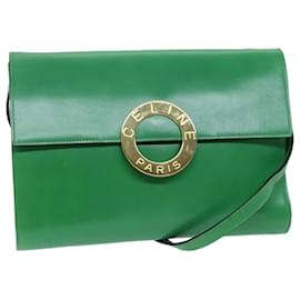 Céline-CELINE Shoulder Bag Leather Green Auth 75227A-Green