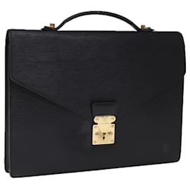 Louis Vuitton-LOUIS VUITTON Epi Porte Documentos Pasta Bandouliere Preto M54467 Auth th4935-Preto