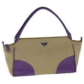 Prada-PRADA Hand Bag Canvas Purple Beige Auth bs14396-Beige,Purple
