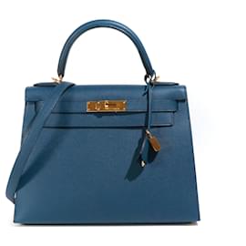 Hermès-HERMES  Handbags T.  leather-Navy blue