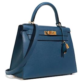 Hermès-HERMES  Handbags T.  leather-Navy blue