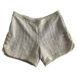 Short de tweed Andrew GN Eggshell Fora de branco