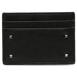 Valentino Rockstuds Leather Card Case Black