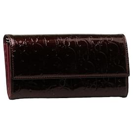 Dior-Dior Oblique Patent Leather Flap Wallet Leather Long Wallet in Good condition-Other