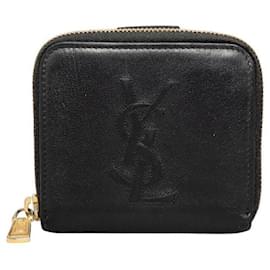 Yves Saint Laurent-Yves Saint Laurent Leather Zip Bifold Compact Wallet Leather Short Wallet GUE568985  in good condition-Other