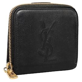 Yves Saint Laurent-Yves Saint Laurent Leather Zip Bifold Compact Wallet Leather Short Wallet GUE568985  in good condition-Other