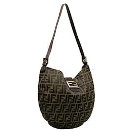 Fendi-Fendi Zucca Half Moon Sac à bandoulière Sac à bandoulière en toile 26729.0 en bon état-Autre