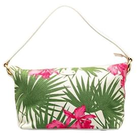 Céline-Sac à main en toile Celine Palm Print & Floral Bag en bon état-Autre