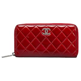 Chanel-Chanel CC Patent Matelasse Zip Around Wallet  Leather Long Wallet in Good condition-Other