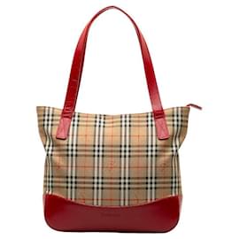 Burberry-Burberry Haymarket Check Tote Bag  Leather Tote Bag in Good condition-Other