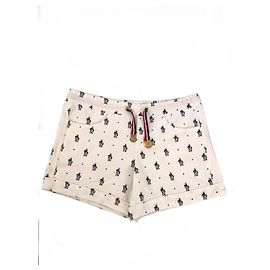 Moncler Mini-Shorts weiß mit Monogramm Baumwolle Weiß