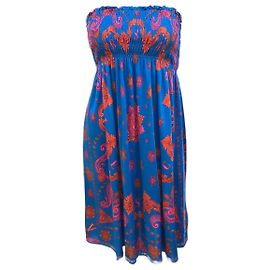 Versace Monogram Beach Dress Blue Viscose Blue
