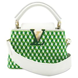 Louis Vuitton-Louis Vuitton Mini Capucines Taurillon Bordados Brancos-Branco