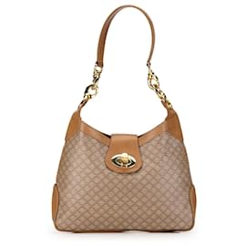 Céline-Celine Brown Macadam Shoulder Bag-Brown,Beige