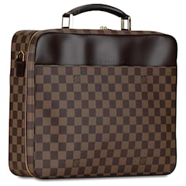 Louis Vuitton-Louis Vuitton Brown Damier Ebene Porte Ordinateur Sabana-Brown