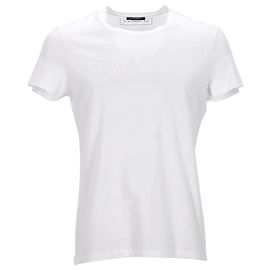 Camiseta Balmain con cuello redondo en algodón blanco Blanco Crudo