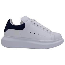 Alexander Mcqueen-Alexander McQueen Women's Oversized Sneakers in White calf leather Leather and Paris Blue Suede-White