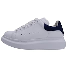Alexander Mcqueen-Alexander McQueen Women's Oversized Sneakers in White calf leather Leather and Paris Blue Suede-White