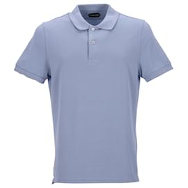 Tom Ford-Tom Ford Polo Shirt in Light Blue Cotton-Blue,Light blue