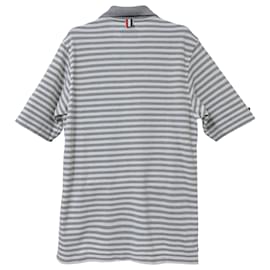 Thom Browne-Thom Browne Striped Polo Shirt in Grey Cotton-Grey