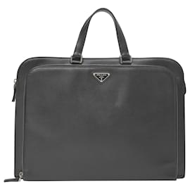 Prada-Prada Travel Briefcase in Black Leather-Black