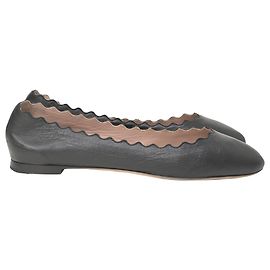 Chloé Lauren Ballet Flats in Black Leather Black