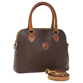 Céline-CELINE Macadam Canvas Hand Bag PVC 2way Brown Auth 75627-Brown