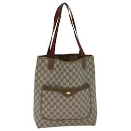 Gucci-GUCCI GG Supreme Web Sherry Line Sac cabas PVC Rouge Beige 002 23 4487 auth 75601-Rouge,Beige