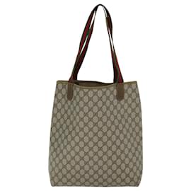 Gucci-GUCCI GG Supreme Web Sherry Line Tote Bag PVC Red Beige 002 23 4487 auth 75601-Red,Beige
