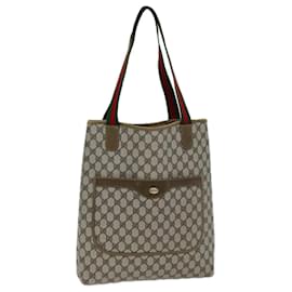 Gucci-GUCCI GG Supreme Web Sherry Line Tote Bag PVC Rouge Beige Vert Auth ep4242-Rouge,Beige,Vert