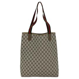 Gucci-GUCCI GG Supreme Web Sherry Line Tote Bag PVC Rouge Beige Vert Auth ep4242-Rouge,Beige,Vert