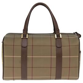 Autre Marque-Burberrys Nova Check Boston Bag Canvas Khaki Auth bs14854-Khaki