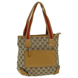 Gucci-GUCCI GG Canvas Sherry Line Tote Bag Beige Red Brown 019 0402 auth 75588-Brown,Red,Beige
