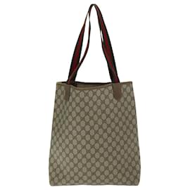 Gucci-Sac cabas GUCCI GG Supreme Web Sherry Line PVC Beige Rouge 39 02 003 Auth bs14438-Rouge,Beige