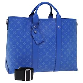 Louis Vuitton-LOUIS VUITTON Taigalama Weekend Tote NM Tote Bag 2way Blue M31010 LV Auth 74022S-Blue