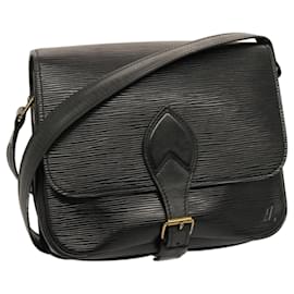Louis Vuitton-LOUIS VUITTON Epi Cartouchiere MM Shoulder Bag Black Noir M52242 LV Auth 75460-Black