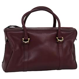 Cartier-CARTIER Boston Bag Leather Bordeaux Auth bs14552-Other